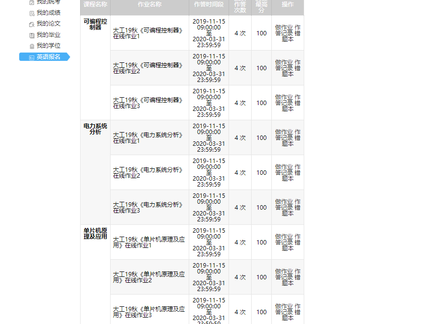 奥鹏在线作业、离线作业代做成绩展示